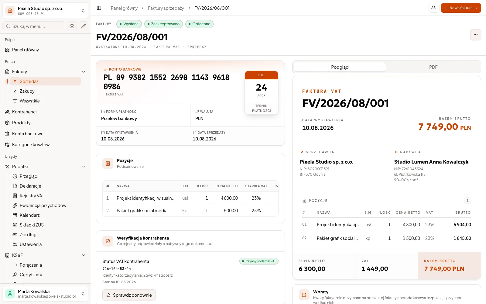 Ekran: Biurko — fakturowanie z KSeF i samodzielna księgowość 3