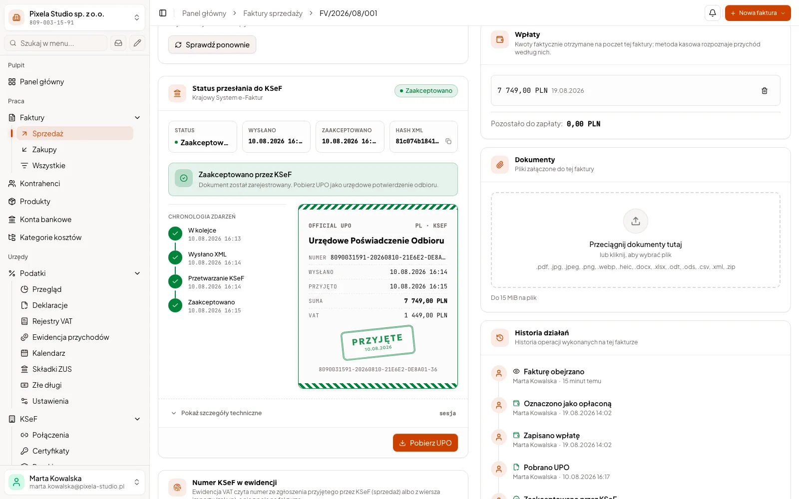 Ekran: Biurko — fakturowanie z KSeF i samodzielna księgowość 4